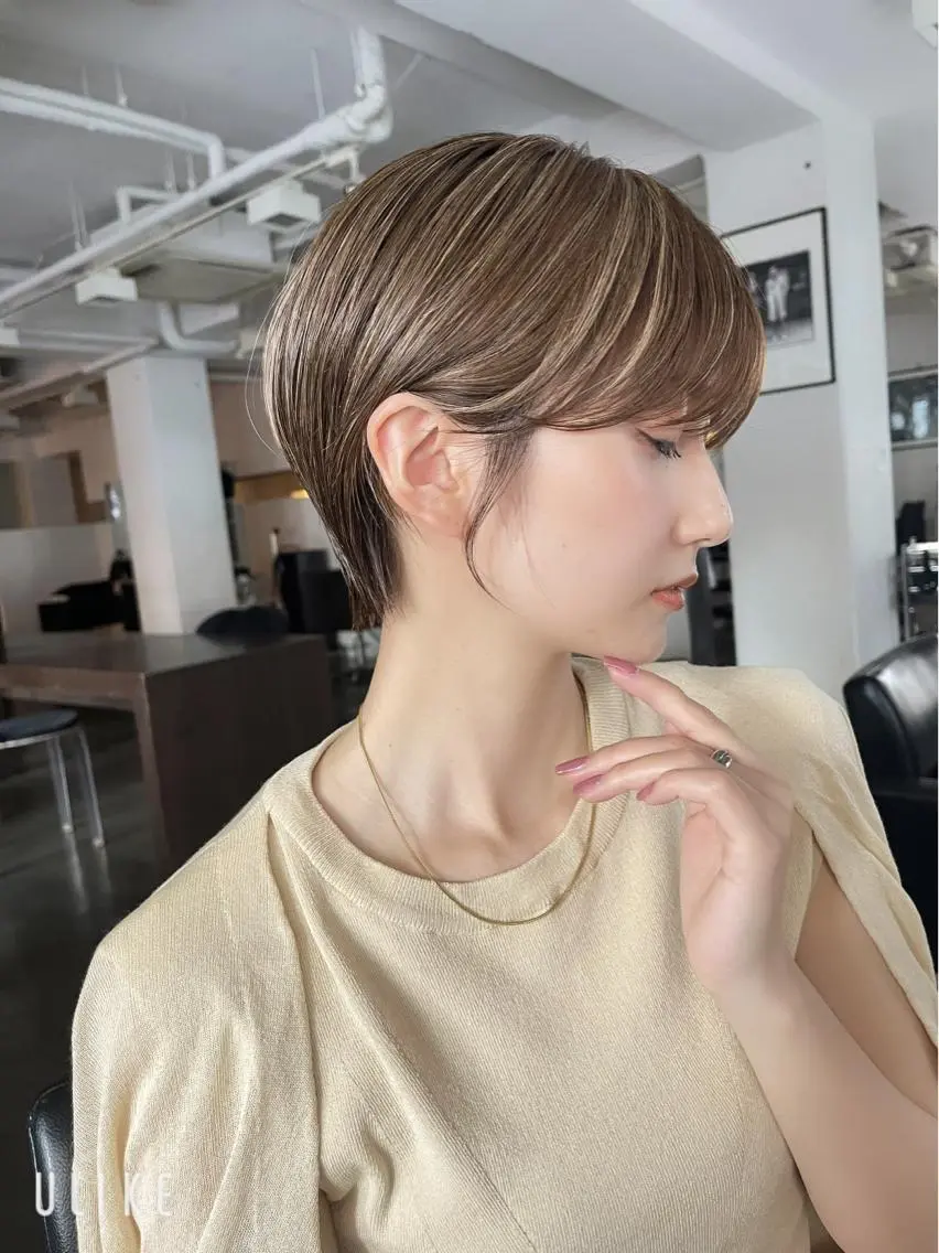 ショート カラー 黒髪 デザインカラー ショートヘア nico 麻生 やまざきれいのヘアスタイル