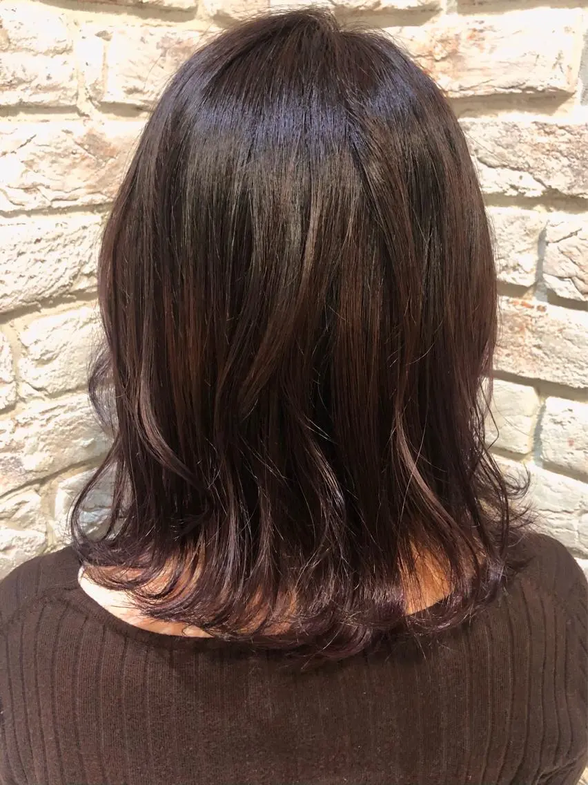 ミディアム ピンクブラウン トリートメント カット ヘアカラー トリートメント るな/echelle /10月末までの掲載のヘアスタイル