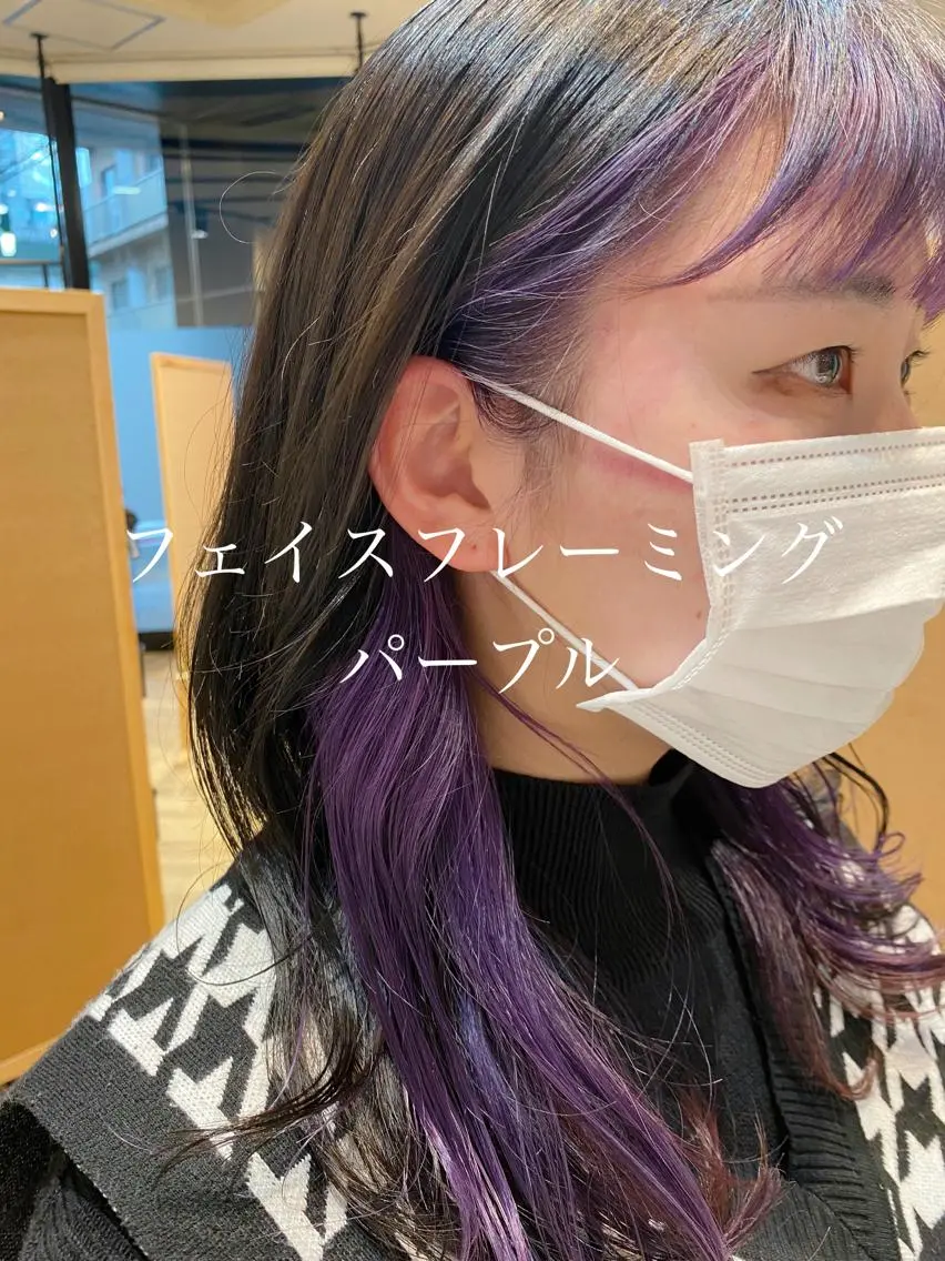 ミディアム カラー ミストバング ブリーチ ダブルカラー  フェイスフレーミング インナーカラー ﾊｲﾄｰﾝ/ｶﾗｰ/ 用賀/稲若健太郎のヘアスタイル