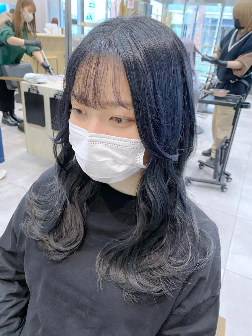 ロング カラー 黒髪 ブルーカラー ブルーブラック ヘアカラー ブリーチ/髪質改善 🍀MASAKiのヘアスタイル