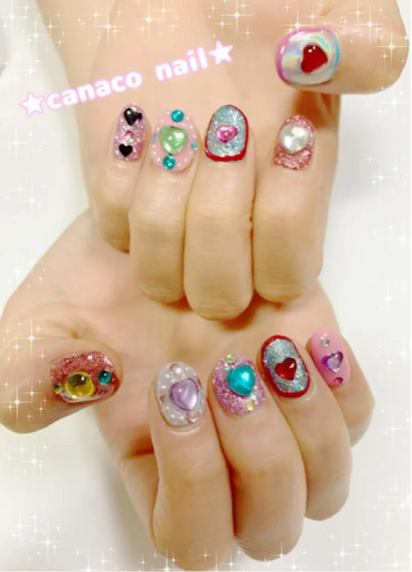 ネイル アートネイル ジェルネイル ハート 持ち込み パラジェル ハンドネイル ハンドケア ベテランネイル cnc  nailのネイルデザイン