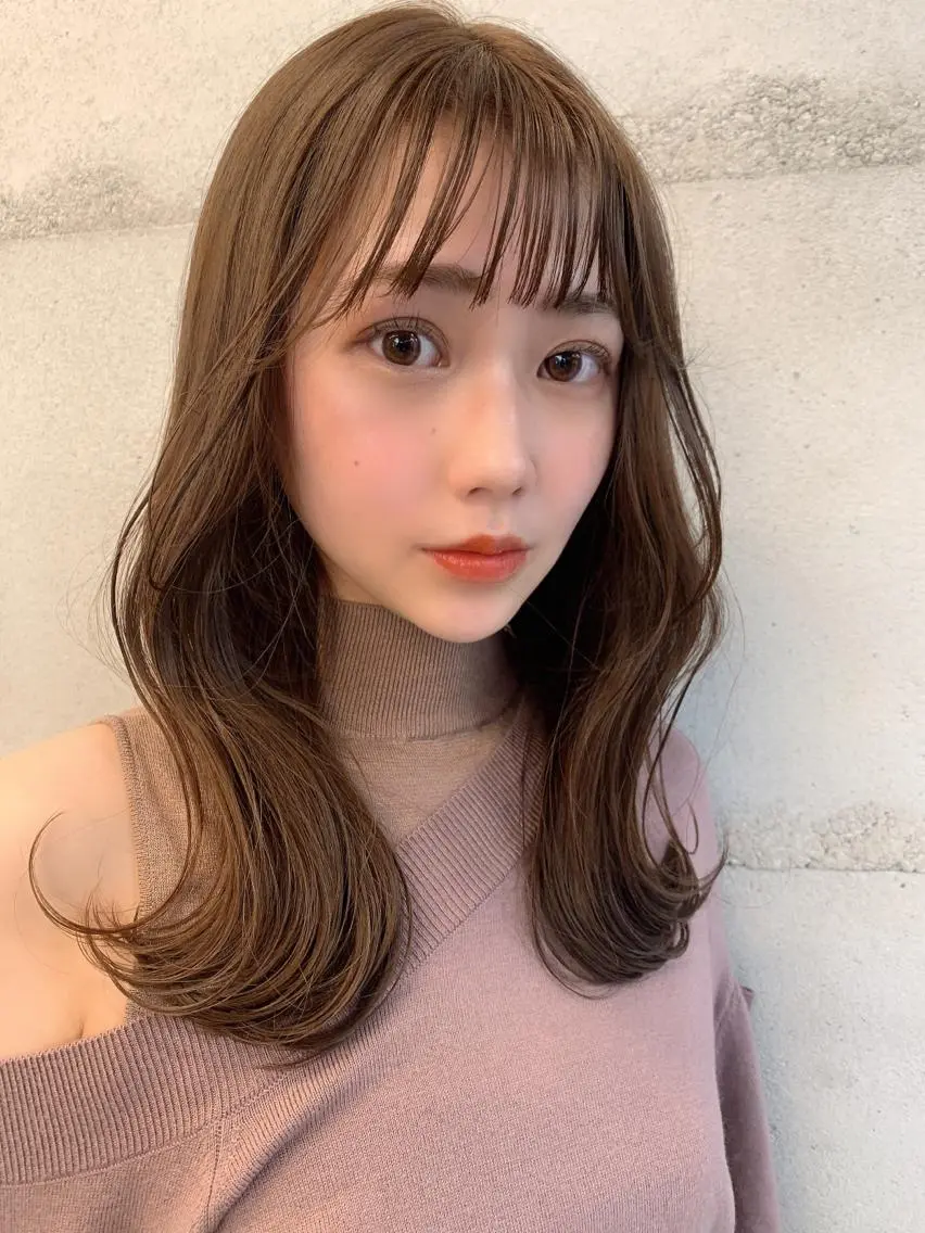 ミディアム カラー カット ヘアカラー トリートメント ヘッドスパ ヘアセット 透明感/オリーブ/ グレージュ/YUKAのヘアスタイル