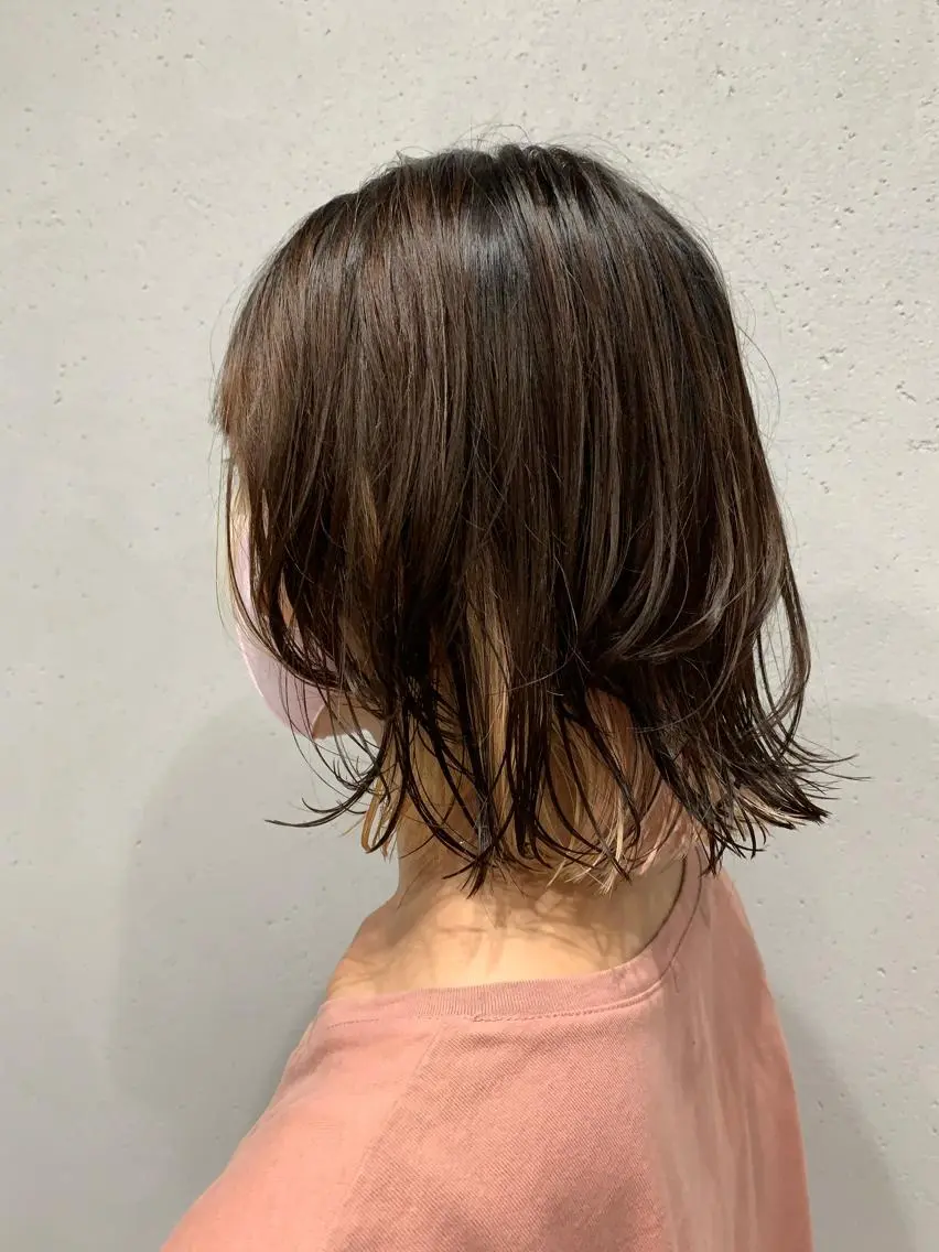 ミディアム カラー ボブパーマコテ巻き風 パーマNo1深江秀平のヘアスタイル