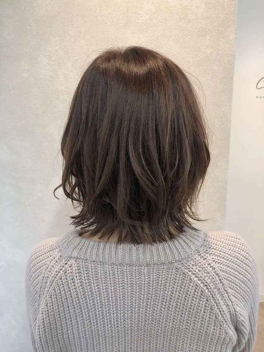 セミロング カラー ベージュカラー レイヤーカット 筑紫通り沿い | eNeのマツエク・マツパデザイン