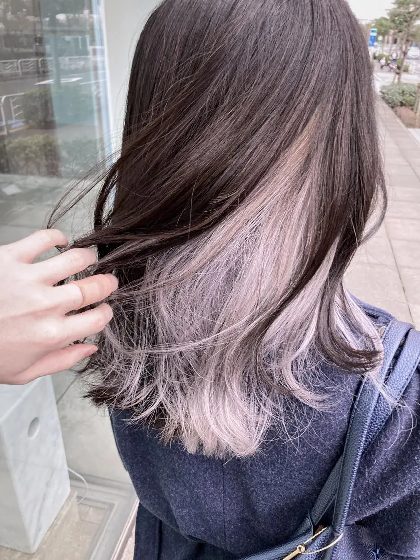 ミディアム カラー ヘアアレンジ イヤリングカラー グレージュ インナーカラー 🌟東銀座マンツーマ ン🌟タカナシのヘアスタイル