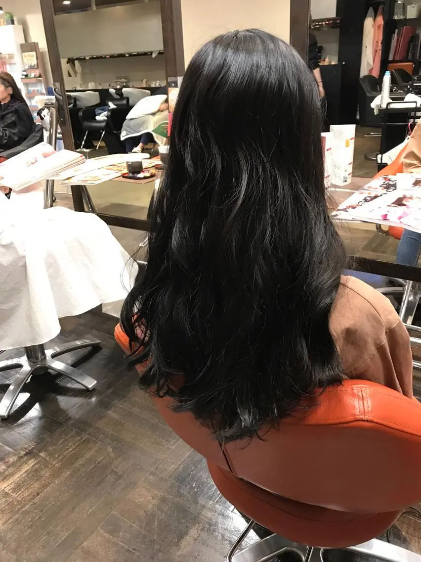 ロング カラー アッシュ ネイビーカラー カット ヘアカラー トリートメント デザインカラー🌈 高木リョウのヘアスタイル