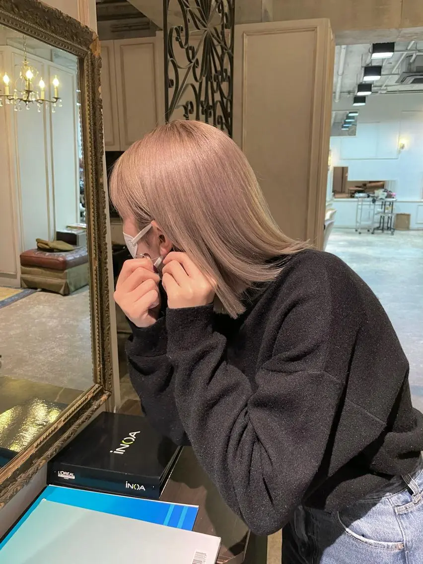 ミディアム カット ヘアカラー トリートメント 🔥女子ウケ🔥 メンズカットRIOのヘアスタイル