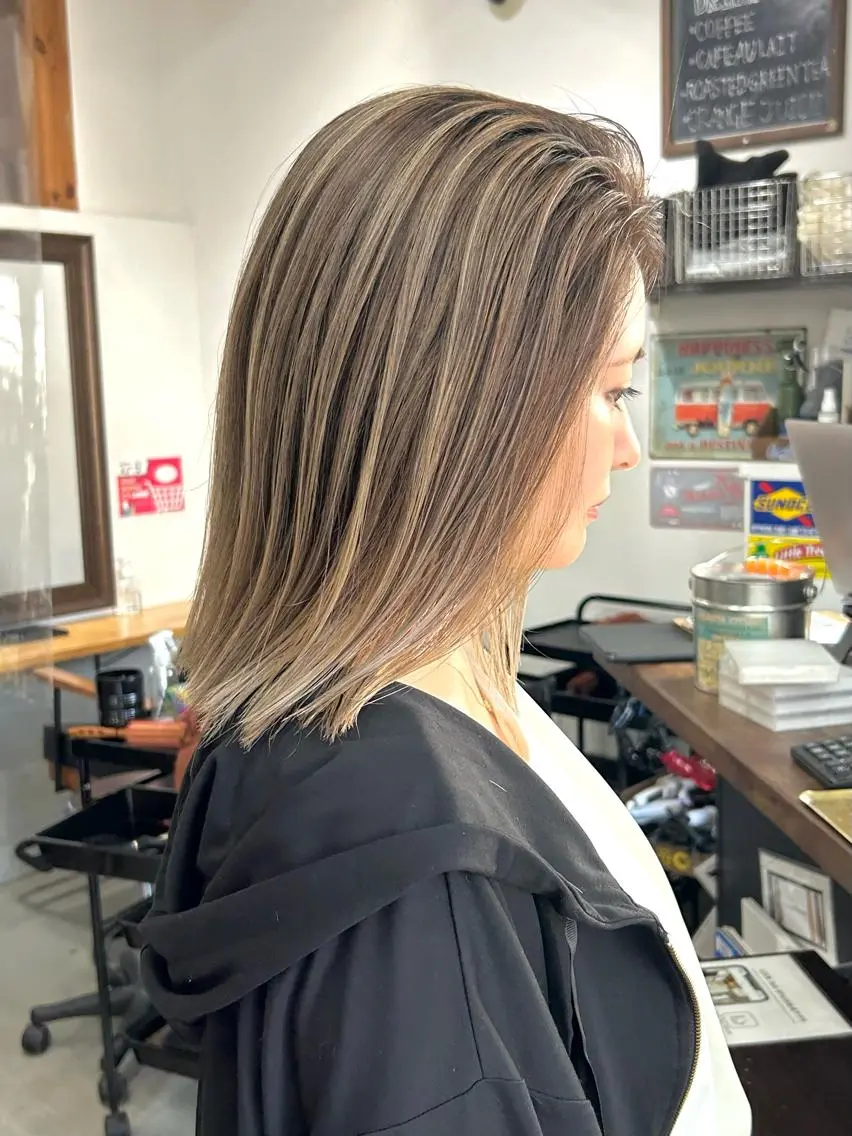 セミロング カラー 馬場 涼平のヘアスタイル