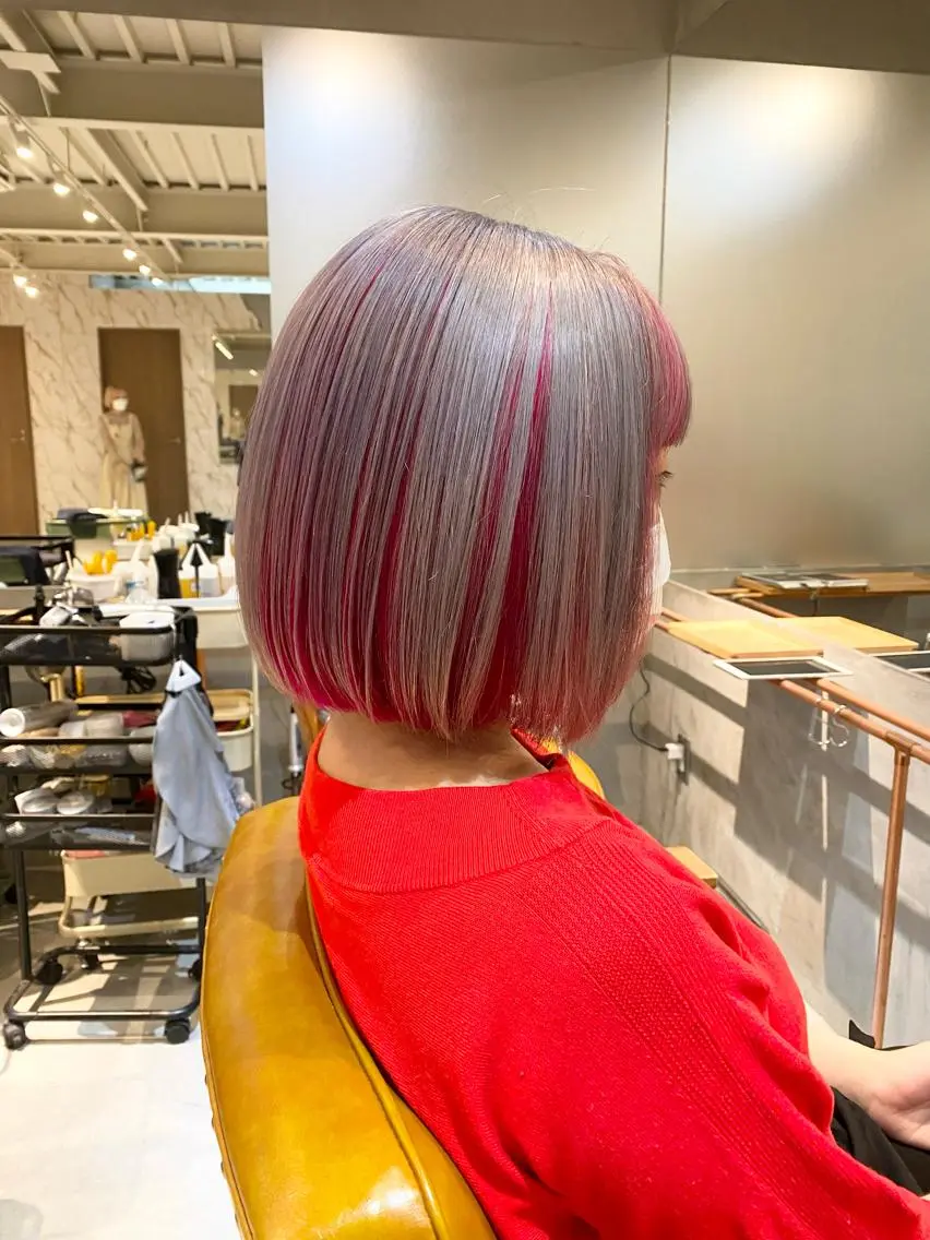 ショート カラー インナーカラー ピンクカラー シルバー ハイトーン×似合わせ 🌱中川慎之介のヘアスタイル