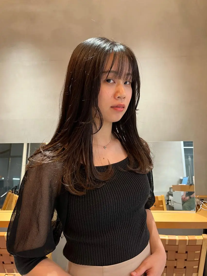 セミロング カラー カット ヘアカラー トリートメント 縮毛矯正ボブ&顔まわ レイヤー♡TOMOEのヘアスタイル