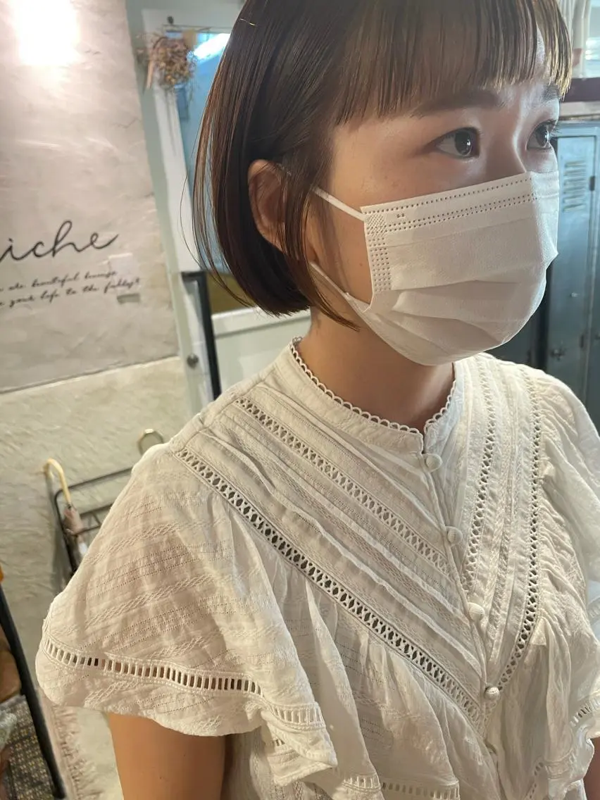 ミディアム カット ヘアカラー トリートメント ayane⭐️ボブ・ ショート・パーマのヘアスタイル