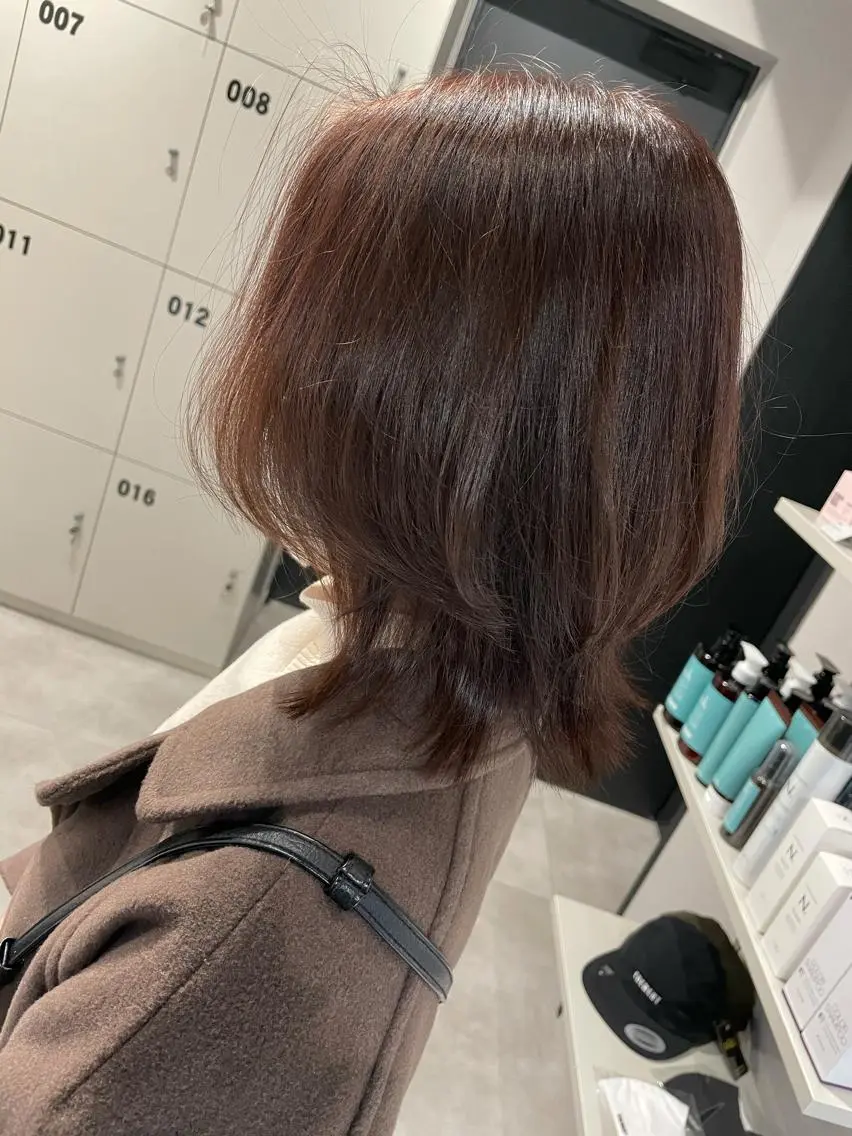 ミディアム カラー ボブ ウルフカット ウルフボブ レイヤー×髪質改善 ×透明感/杉田 圭のヘアスタイル