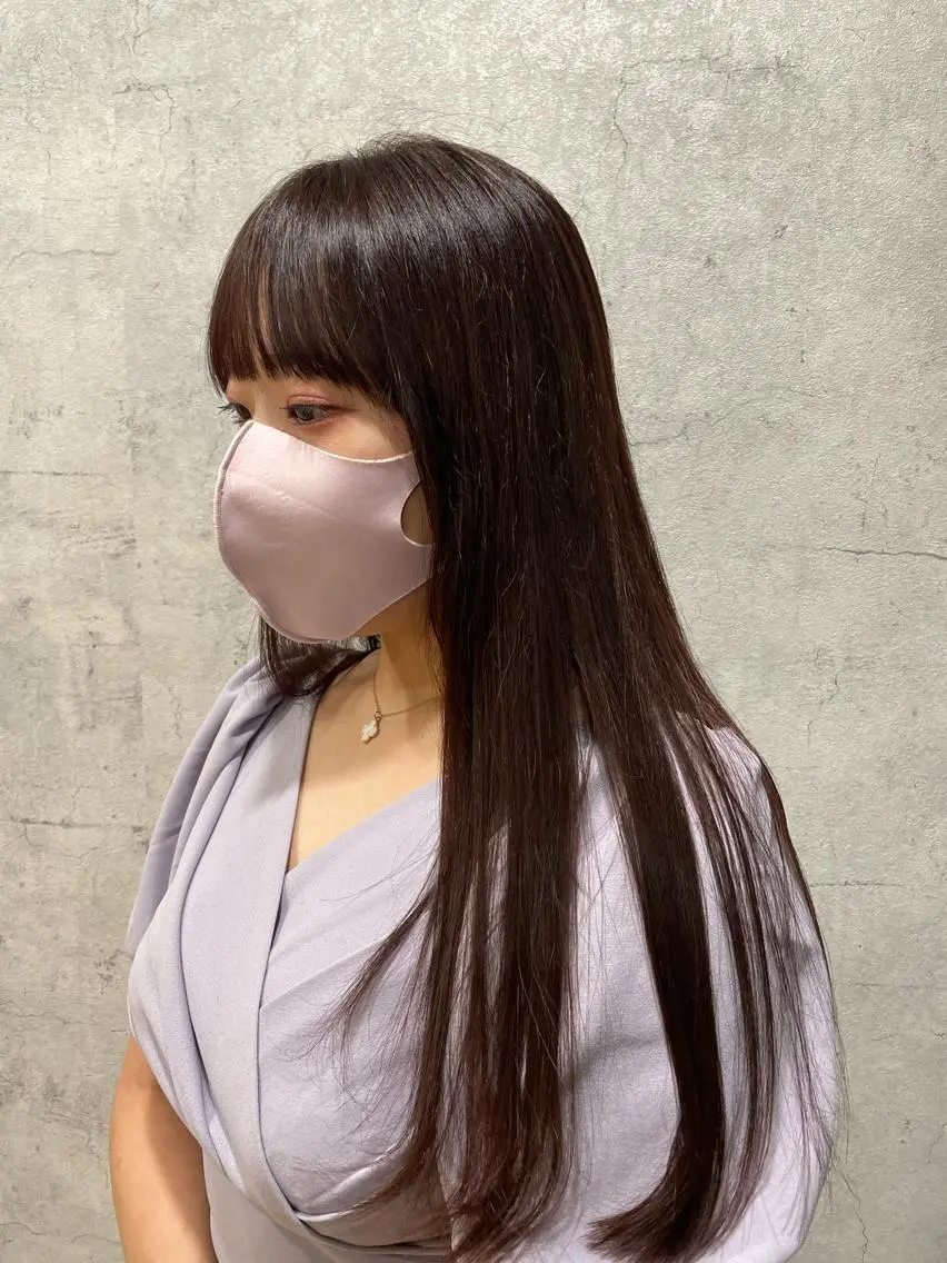 ロング カラー グレージュ ラベンダーカラー ラベンダーグレージュ ラベンダーグレー サイドバング 🍮中山詩乃🍮顔 まわりデザイン◎のヘアスタイル