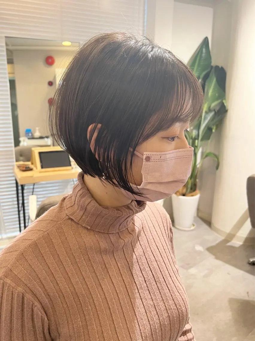 ショート 丸みショート ボブ ショートヘア レイヤー×縮毛矯正 深見 拓のヘアスタイル