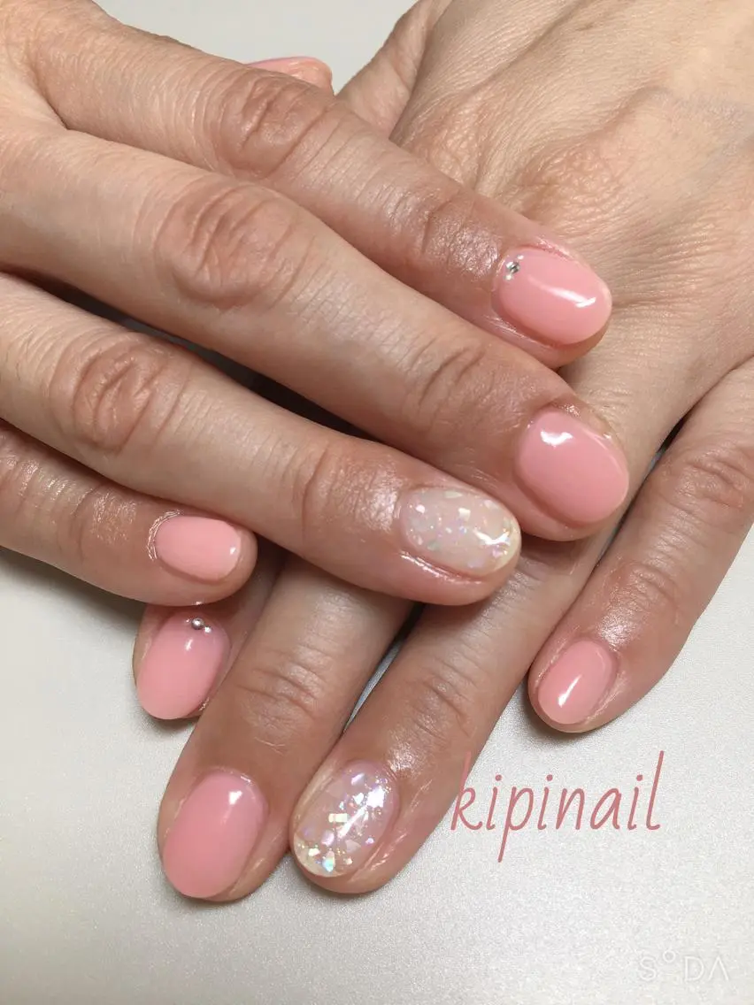 ネイル クリアネイル ラメ(グリッター) kipinail 川﨑えりかのネイルデザイン