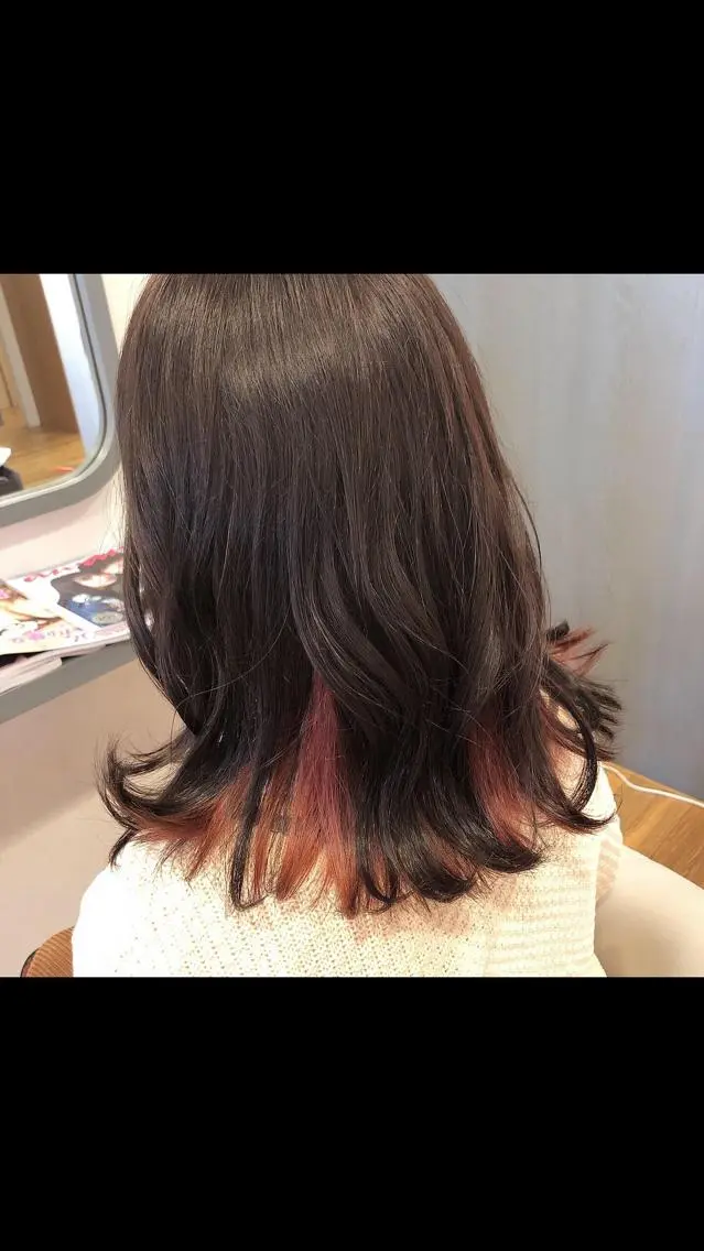 ミディアム カラー ヘアアレンジ ピンクカラー カット ヘアカラー 永井 亜実のヘアスタイル