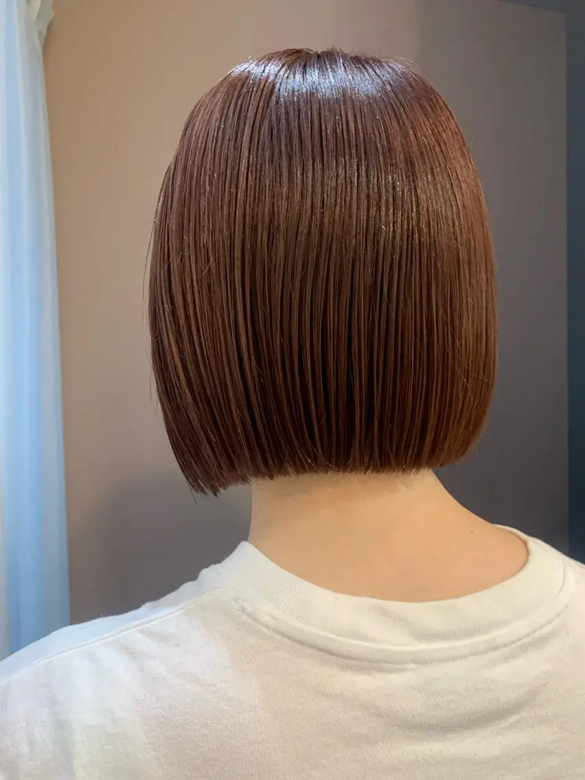 ショート カラー ブラウンカラー ピンクカラー ピンクブラウン ボブ hubhair レイヤー/透明感のヘアスタイル