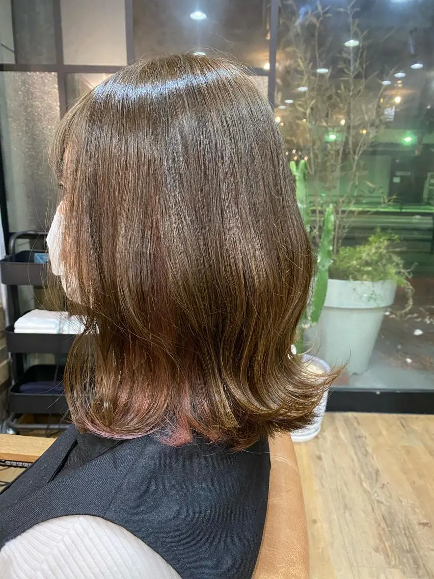 セミロング カラー オリーブカラー カット ヘアカラー トリートメント 特殊カラー特化 ✂️SHIAN フジのヘアスタイル