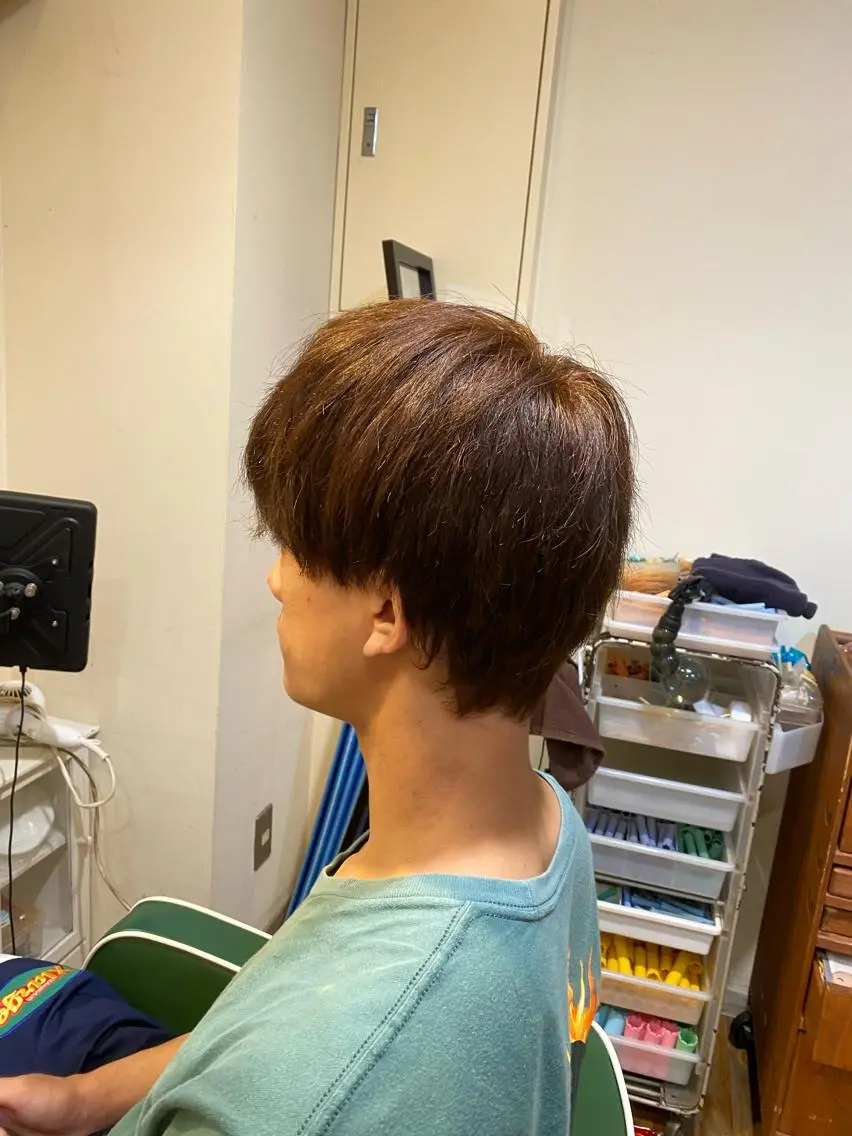 ショート カラー メンズ メンズウルフカット ウルフカット 【明大前フェード/ メンズパーマ/岳】のヘアスタイル