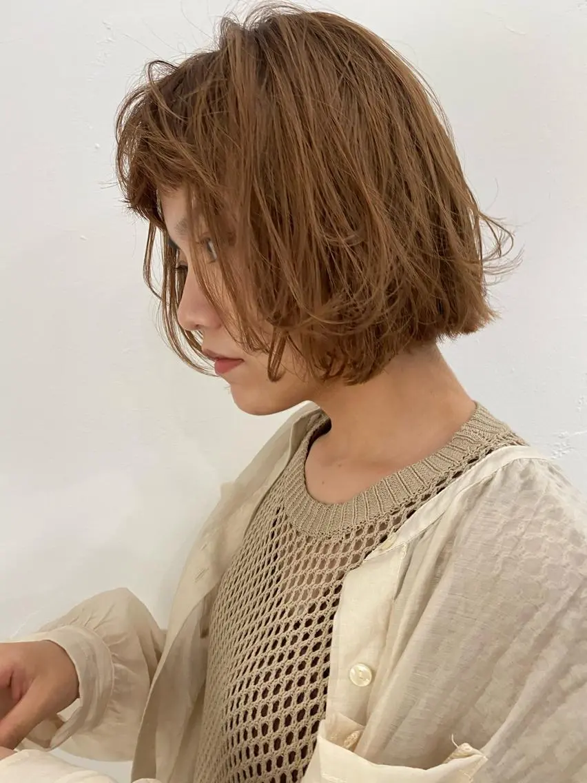 ミディアム カラー パーマ ヘアアレンジ メンズ キッズ ネイル マツエク・マツパ ベージュカラー ボブ インナーカラー/ KANAのヘアスタイル