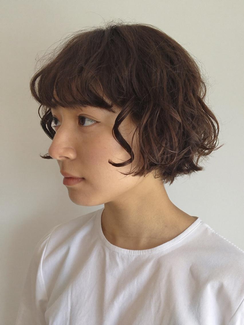 ショート パーマ カット パーマ ブラウン艶カラー / mizuki🎀のヘアスタイル
