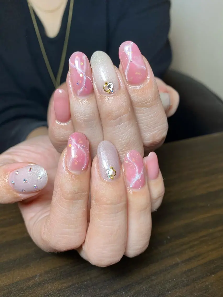 ネイル 大理石ネイル(マーブル) ピンク その他(ネイル) SantéNail SAYAKAのネイルデザイン