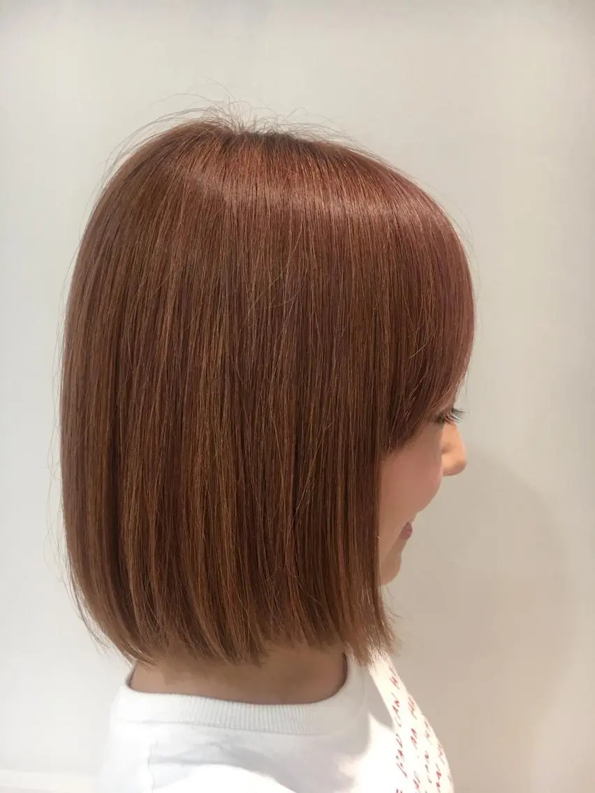 カラー ブリーチ ピンクカラー 江原 彩華のヘアスタイル