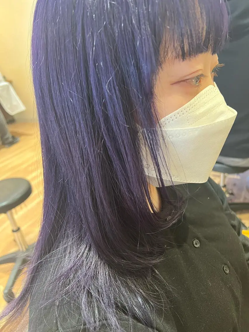 セミロング カラー 顔周りカット ウルフカット たけだ れなのヘアスタイル