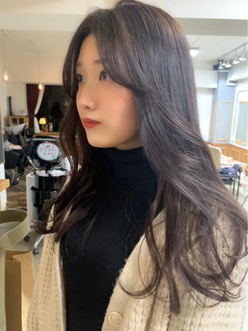 ロング カラー グレージュ モカグレージュ 韓国風ヘア レイヤーカット HARUKA ⭐️モデル募集中⭐️のヘアスタイル