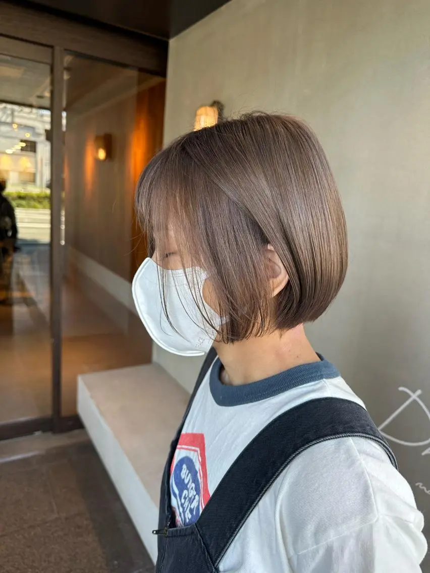 ショート カラー グレージュ ボブ ピンクカラー/ mana🎀のヘアスタイル