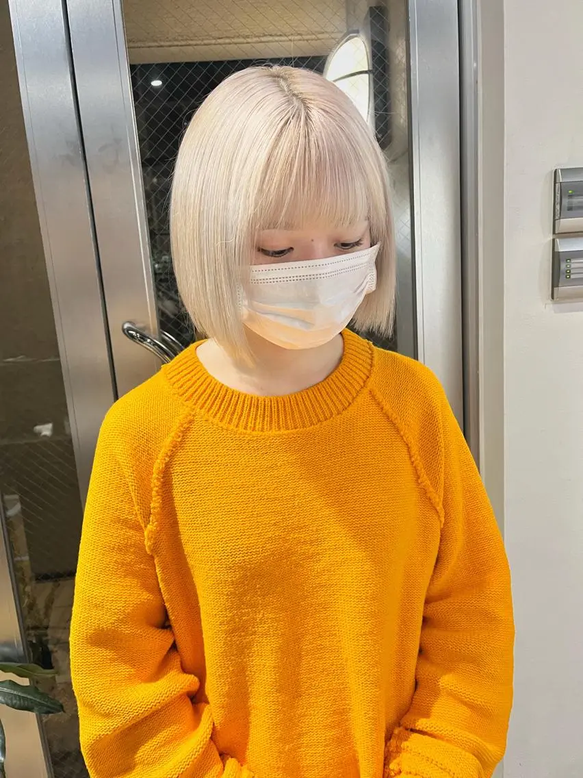 ショート ヘアカラー ハイトーンNo.1✨ パーマ✨イマイタツヤのヘアスタイル