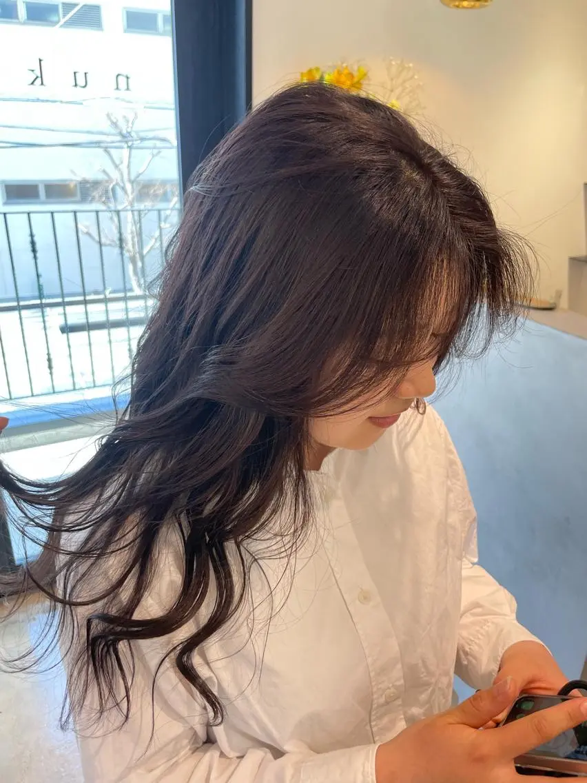 ロング カラー 透明感カラー グレージュ ラベンダーカラー ラベンダーグレージュ ラベンダーグレー ヘアカラー 田中 陽菜乃のヘアスタイル