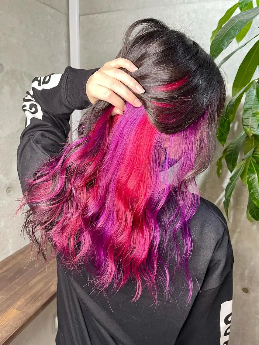 カラー ピンクカラー ヘアカラー トリートメント Kazu 🌠名古屋 ハイトーン/レイヤーのヘアスタイル