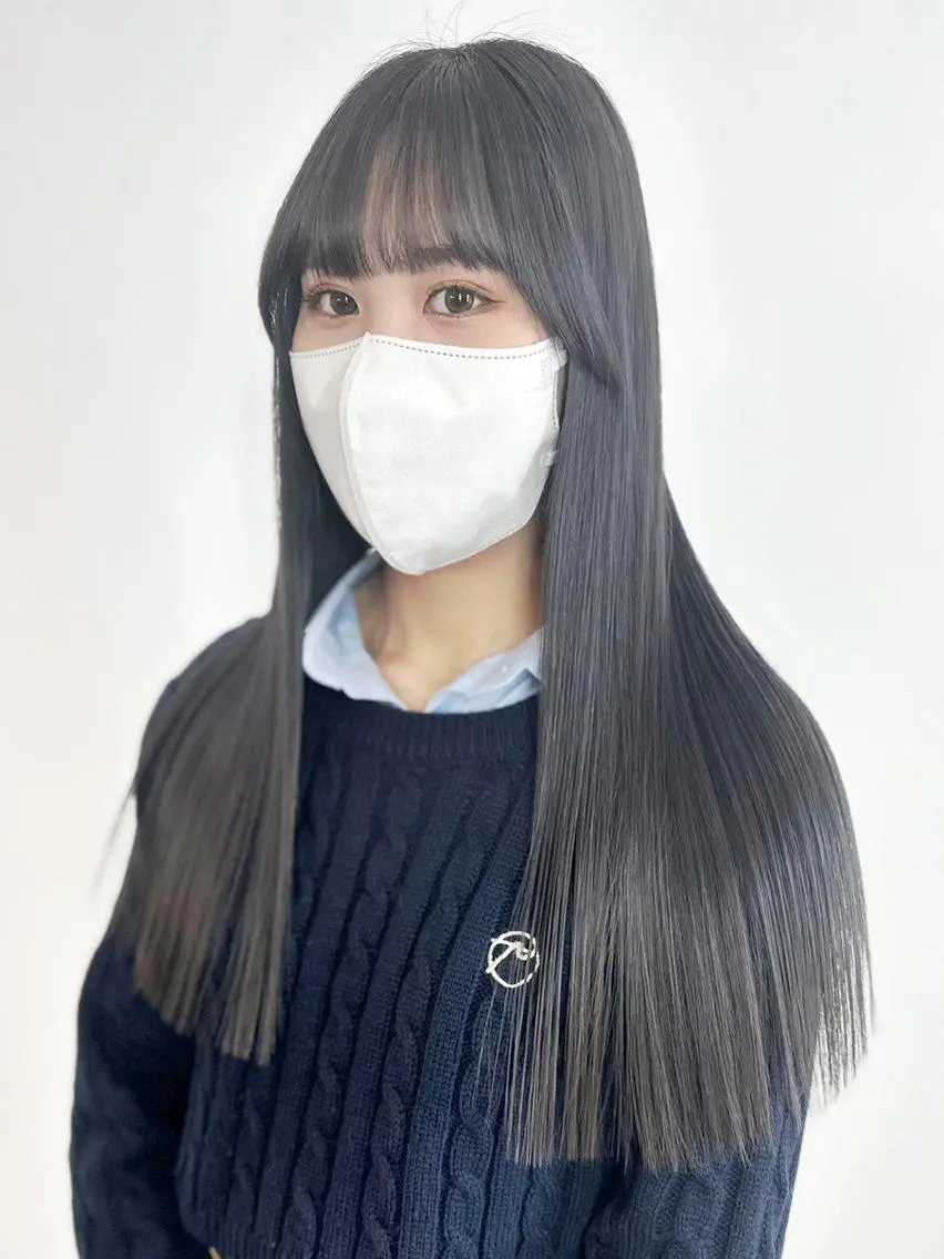セミロング カラー パーマ ヘアアレンジ ブルーカラー ブルージュ ITbyALBUM 八王子店のヘアスタイル