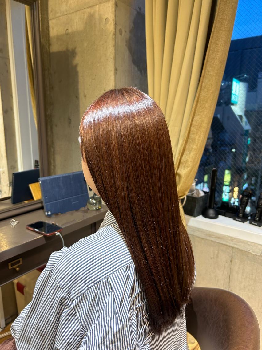 ロング カラー ブラウンカラー ピンクカラー トリートメント ヘアカラー ほんだ りおんのヘアスタイル