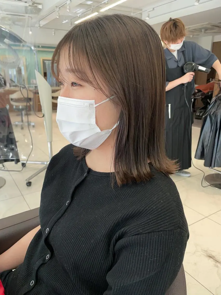 ミディアム カラー パーマ ベージュカラー 外ハネヘア 店長福島成美/髪質 改善縮毛矯正/カラーのヘアスタイル