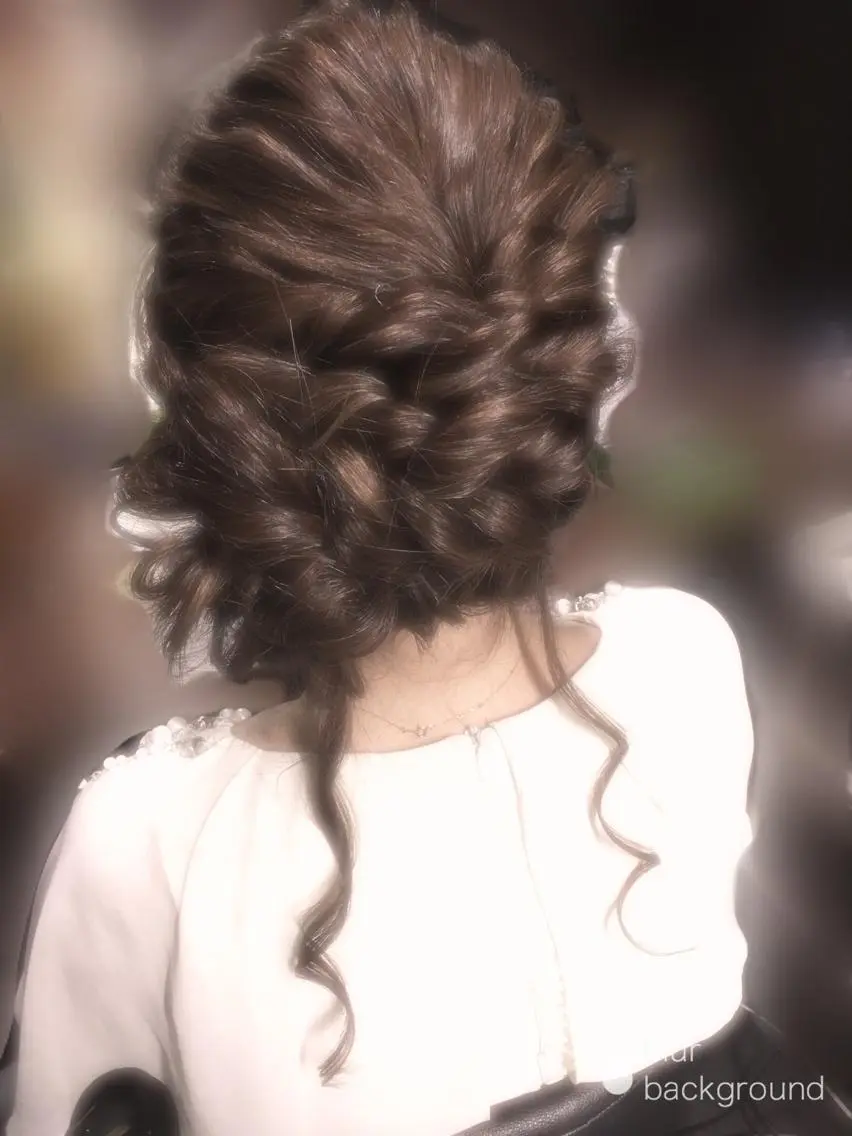 セミロング ヘアアレンジ 結婚式・ブライダル ヘアセット しー ちゃんのヘアスタイル
