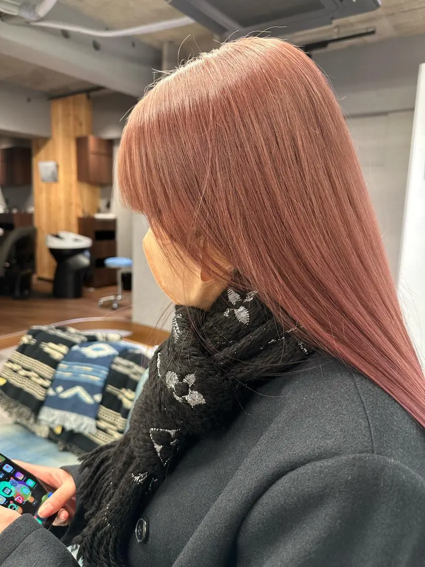 ロング カラー ベージュカラー ピンクカラー ピンクベージュ ヘアカラー トリートメント ハイトーン/ボブ/ レイヤー💫カイセイのヘアスタイル
