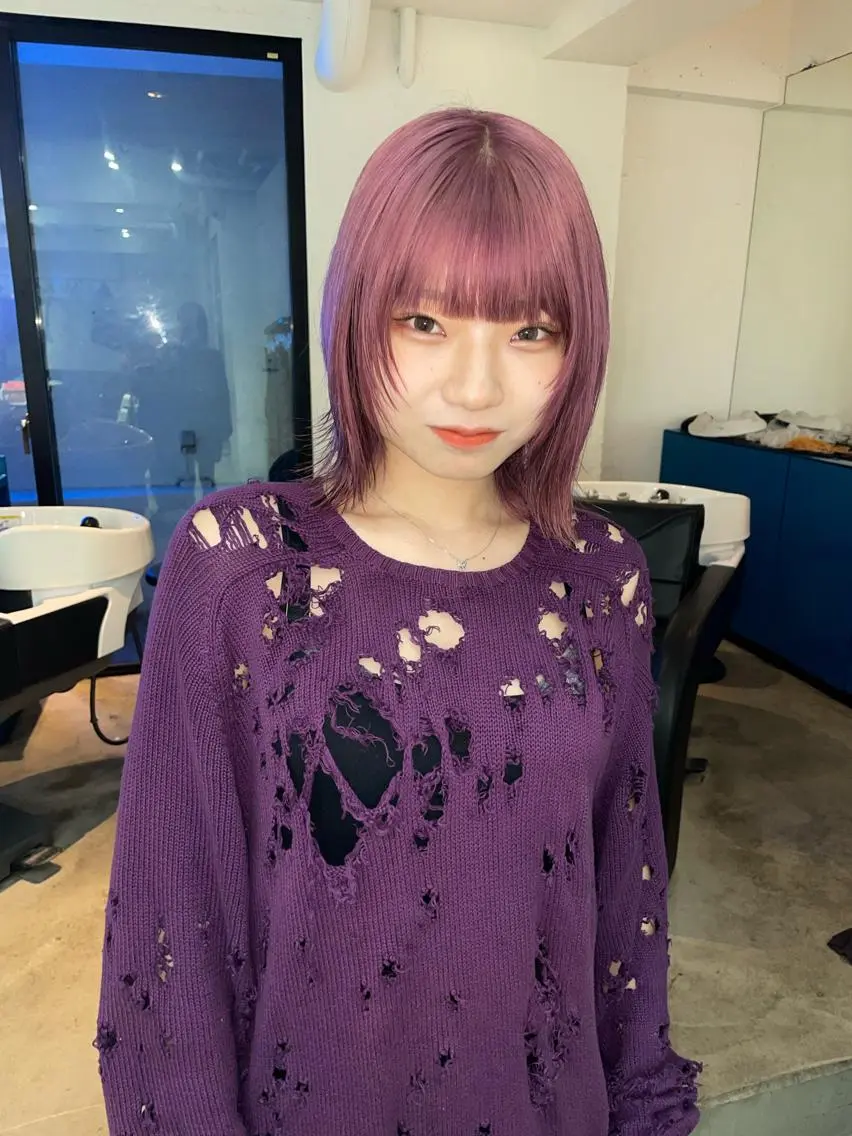 ミディアム カラー ミディアムパーマ バレイヤージュ ブリーチ ケアブリーチ デザインカラー ヘアカラー トリートメント スパイラルパーマ 🌐hina⭐️のヘアスタイル