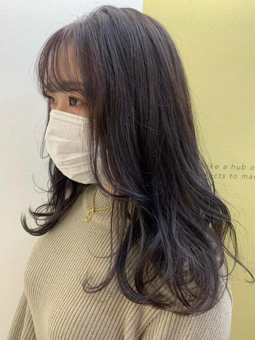 セミロング カラー ブリーチ ラベンダーカラー カット ヘアカラー トリートメント hubhair レイヤー/透明感のヘアスタイル