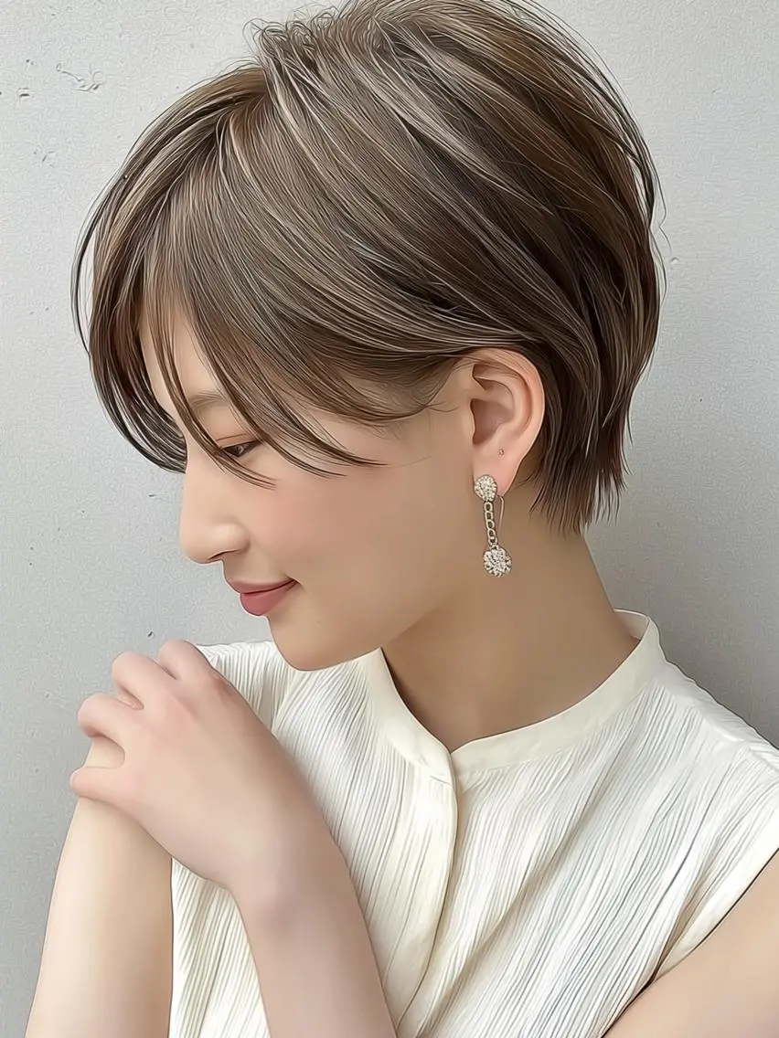 ショート カラー 透明感カラー ショートヘア 小顔カット カット ヘアカラー トリートメント 船堀個室サロン ショートカット特化のヘアスタイル