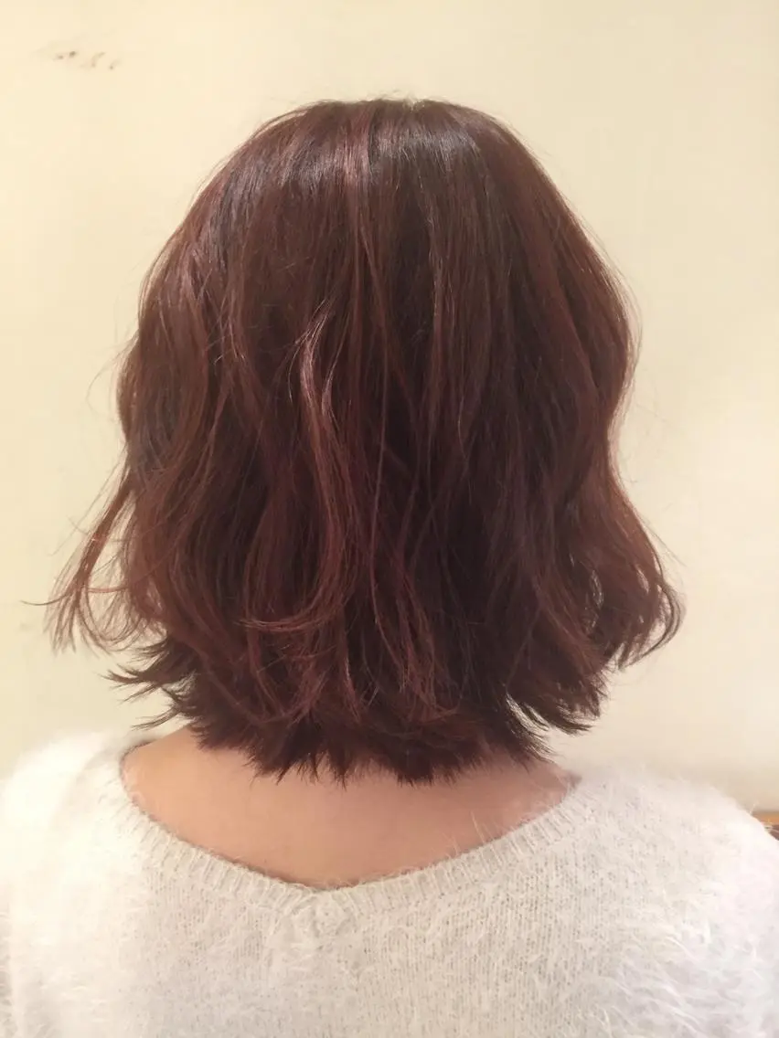 ミディアム カラー パーマ ヘアアレンジ ピンクカラー ボブ ヘアカラー 可愛いを作る神 ナオヒロのヘアスタイル