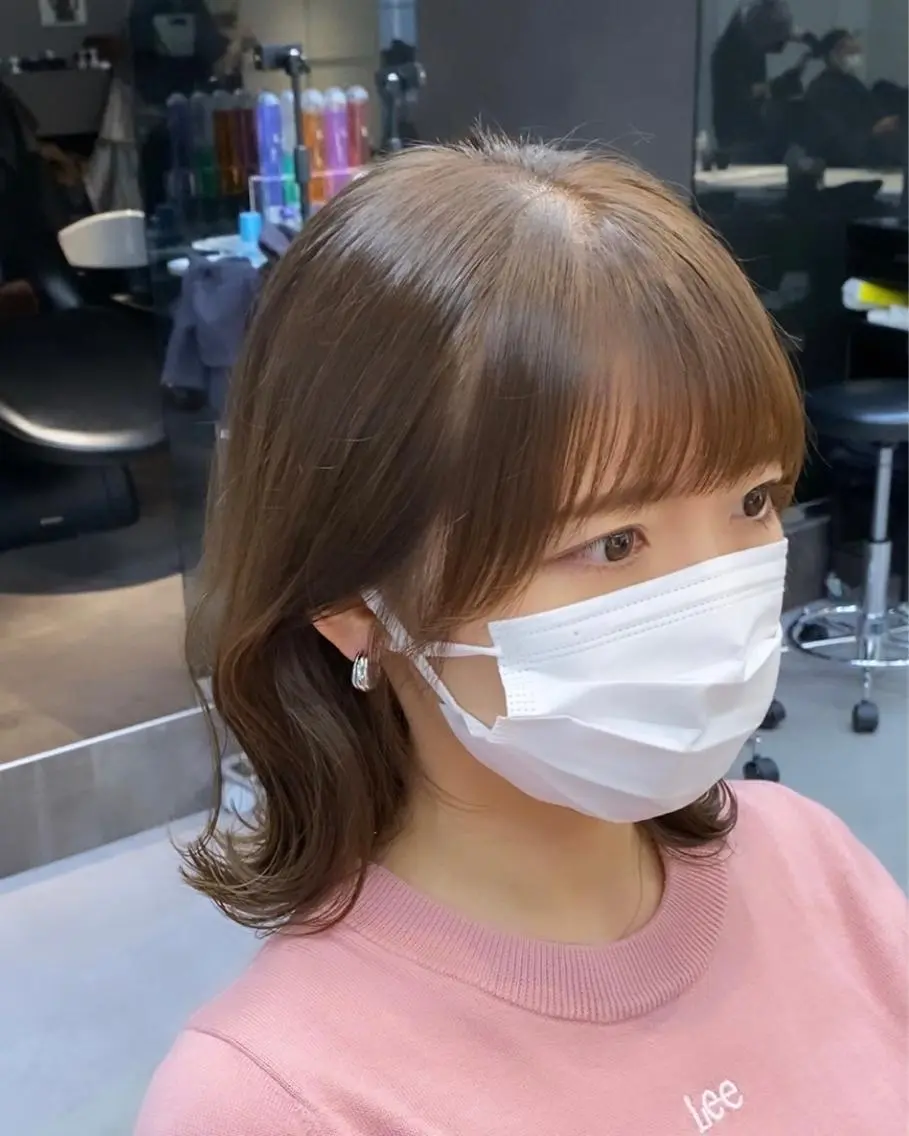 ミディアム カラー 小顔カット カット ヘアカラー トリートメント レイヤーと顔まわり 大好き❣️関口拓馬のヘアスタイル