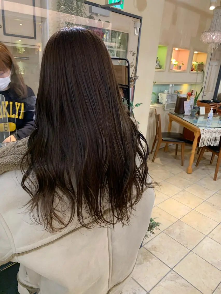 ロング カラー ヘアカラー トリートメント 切りっぱなしボブ ソノキユウカのヘアスタイル