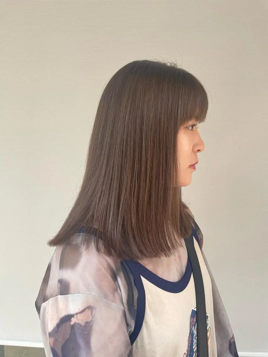 セミロング パーマ セミロングパーマ ハイライト 縮毛矯正 ストレートパーマ ARISA 学芸大学/海外ヘアのヘアスタイル