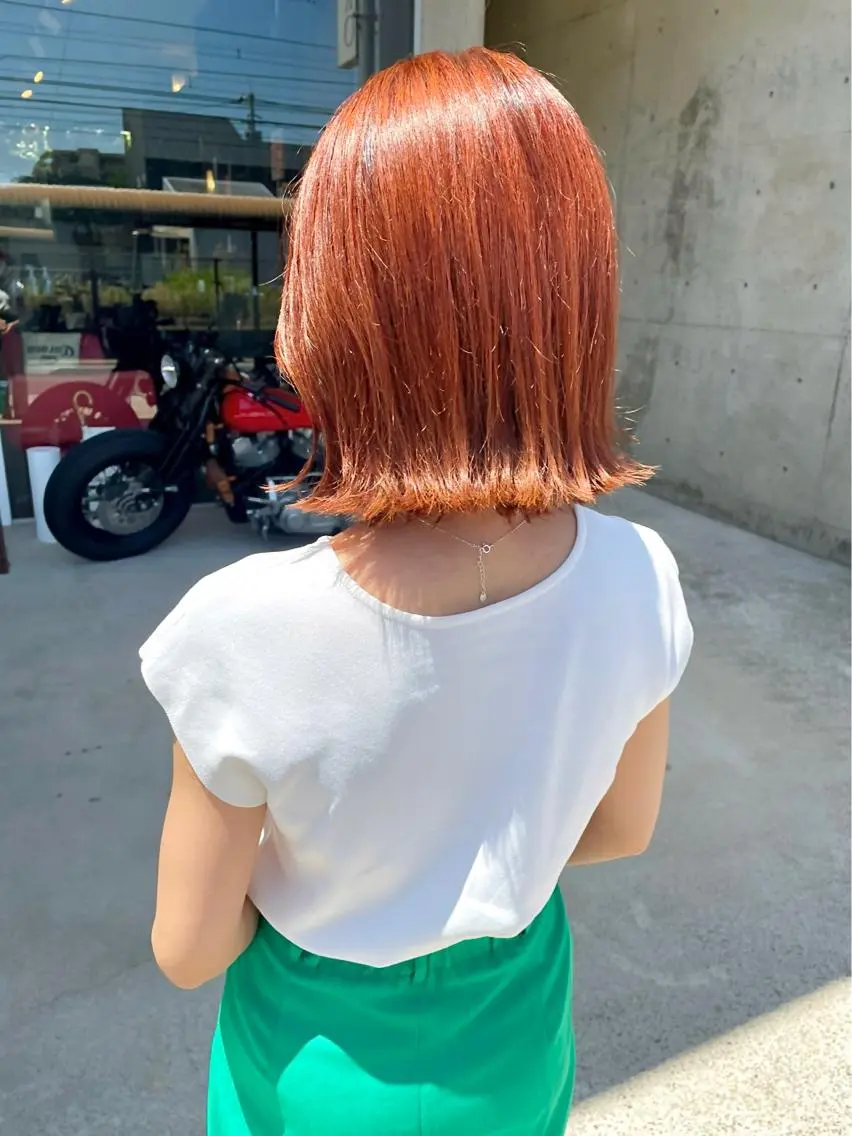 ミディアム カラー オレンジ 日高 香織のヘアスタイル
