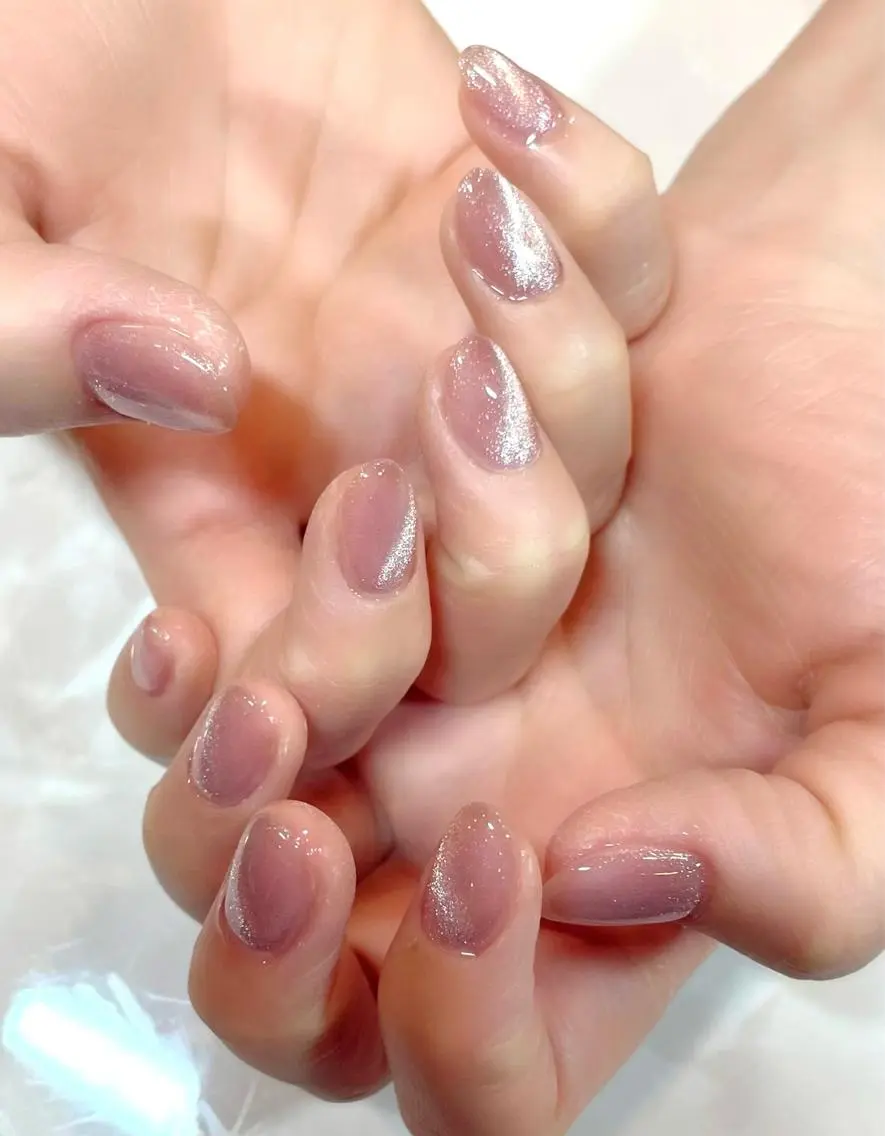 ネイル キラキラネイル マグネットネイル ワンカラーネイル ピンク PRIMO<マツパ> 原宿/明治神宮前のマツエク・マツパデザイン