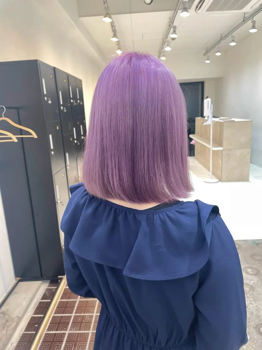 ミディアム カラー パープルカラー カット ヘアカラー トリートメント ✅ケアブリーチ✅ トヨオカ ノブヒデのヘアスタイル