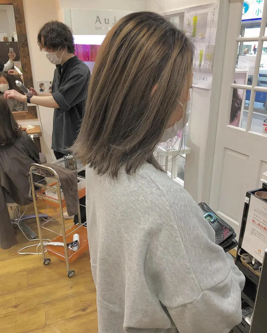 カラー アディクシーカラー アッシュ バレイヤージュ ブリーチ ダブルカラー 🌈ハイトーン/ ワタル🌈のヘアスタイル