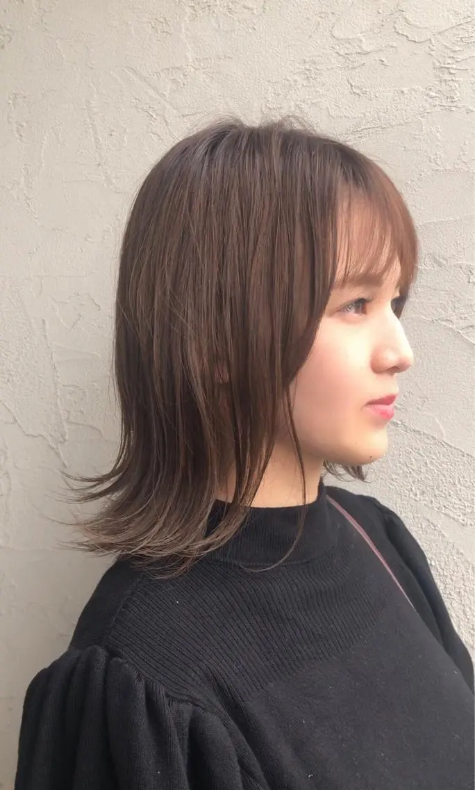 ミディアム カット ヘアカラー トリートメント 菊池 幹のヘアスタイル